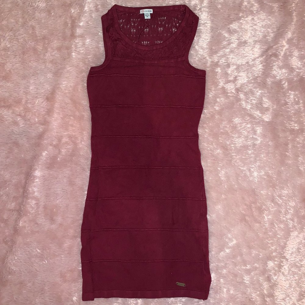 Fitted Knit Maroon Dress